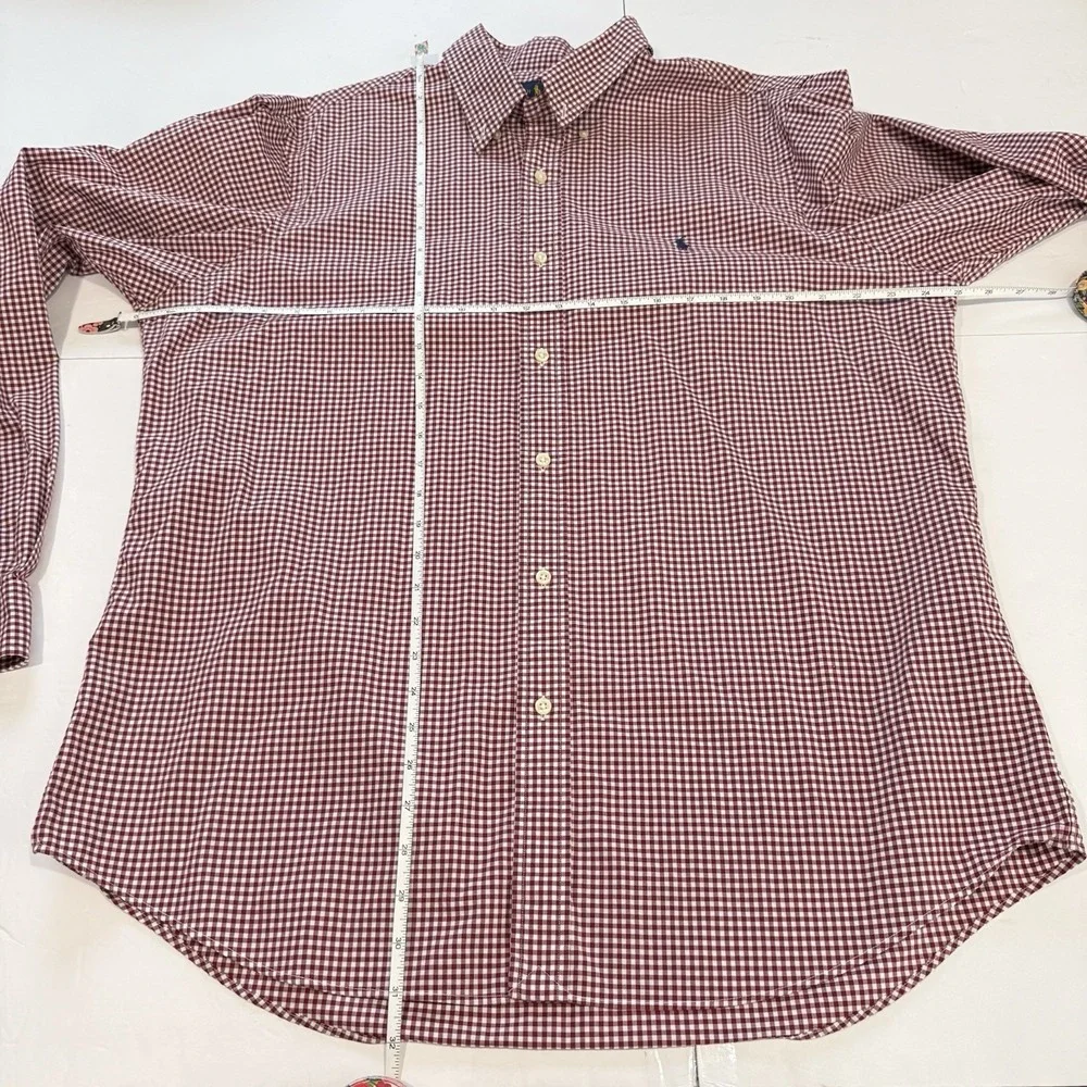 Polo Ralph Lauren Dark Red Gingham Cotton Button‎ Down Shirt XL